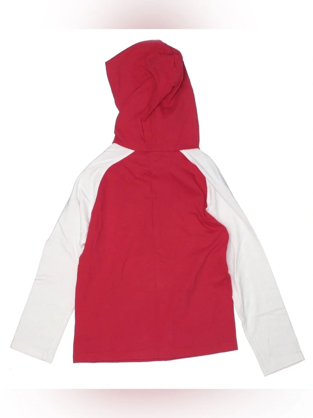 CALVIN KLEIN Jeans Kids Red Hooded Long Sleeve Tee Top w/ White Sleeves